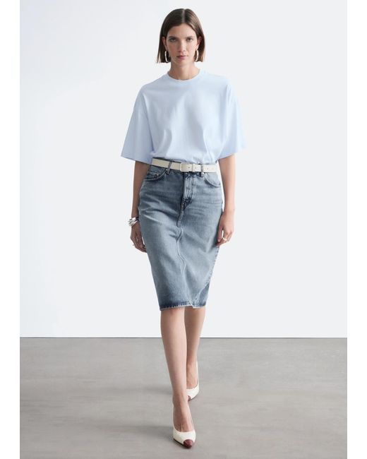 & Other Stories Blue Oversized Cotton T-Shirt