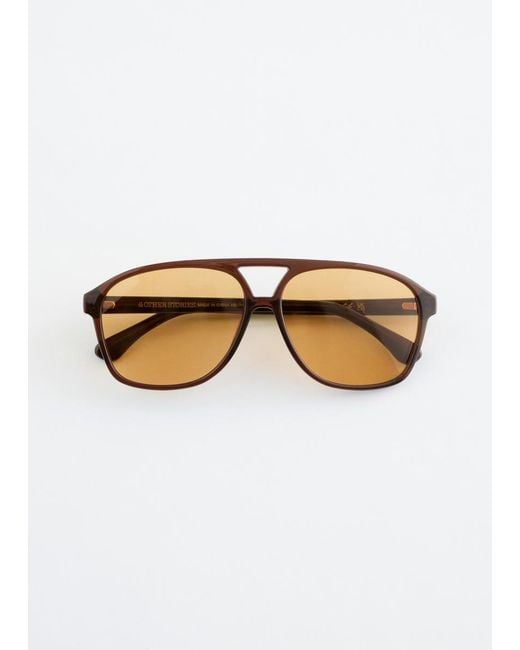 & Other Stories Brown Oversized Aviator Sunglasses