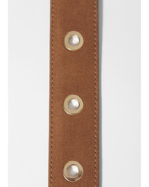 & Other Stories White Eyelet-Embellished Suede Belt