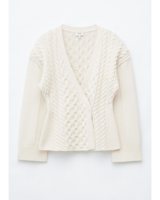 & Other Stories Natural Wool-Cotton Cable Knit Cardigan