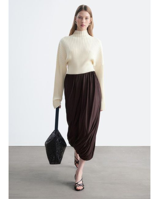 & Other Stories White Twisted Drape Balloon Skirt