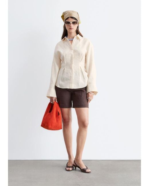 & Other Stories White Pleated-Waist Linen Shirt