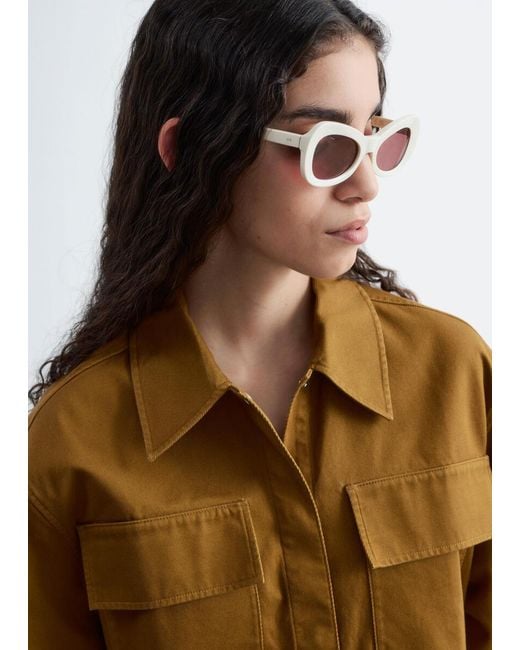 & Other Stories Brown Short-Sleeve Cotton Shirt