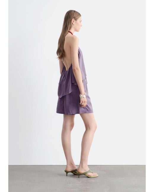 & Other Stories Purple Silk Halterneck Top