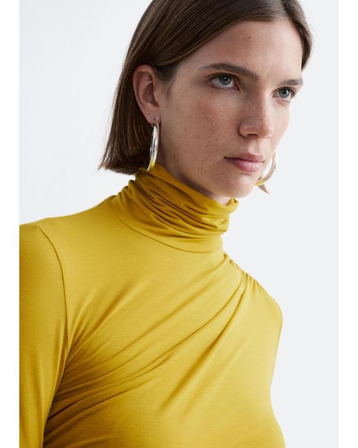 & Other Stories White Draped Turtleneck Top