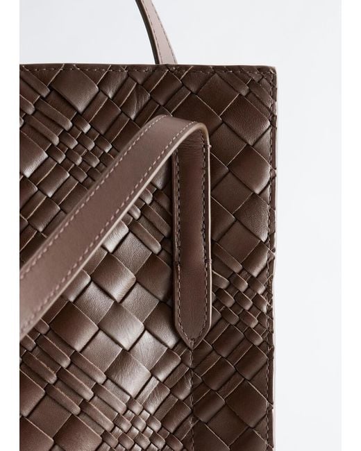 & Other Stories Brown Open Braided Leather Tote