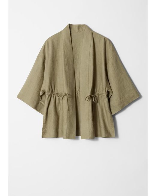 & Other Stories Natural Drawstring Linen Blazer