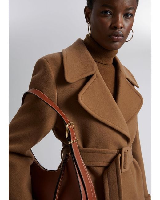 Other Stories Belted Wool Jacket in Brown Lyst UK