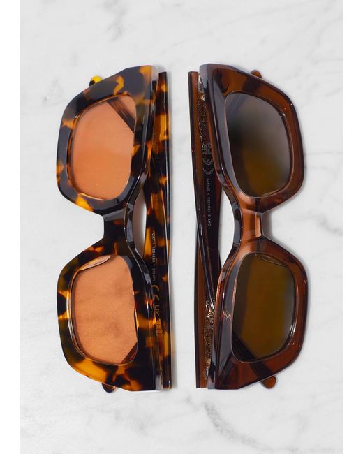& Other Stories Brown Rectangular-Frame Acetate Sunglasses