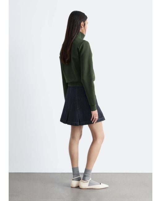 & Other Stories Green Scuba Zip-Up Jacket