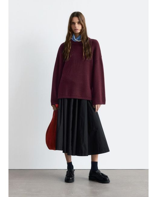 & Other Stories Red Button-Detailed Wool Jumper