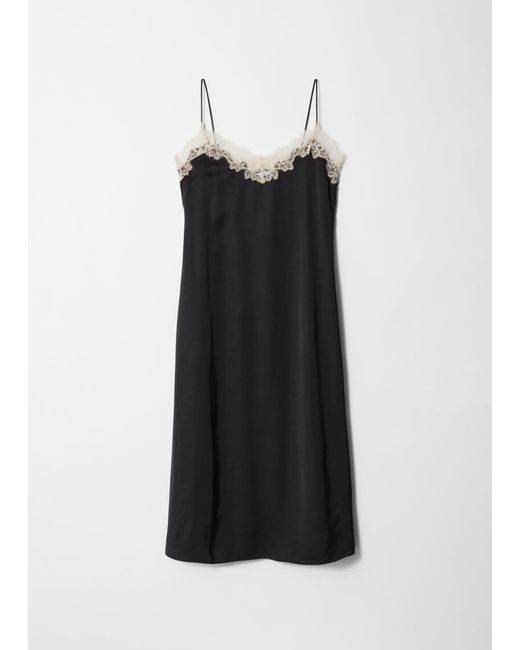 & Other Stories White Satin Slip Midi Dress