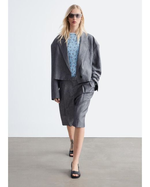 & Other Stories Gray Tailored Bermuda Shorts