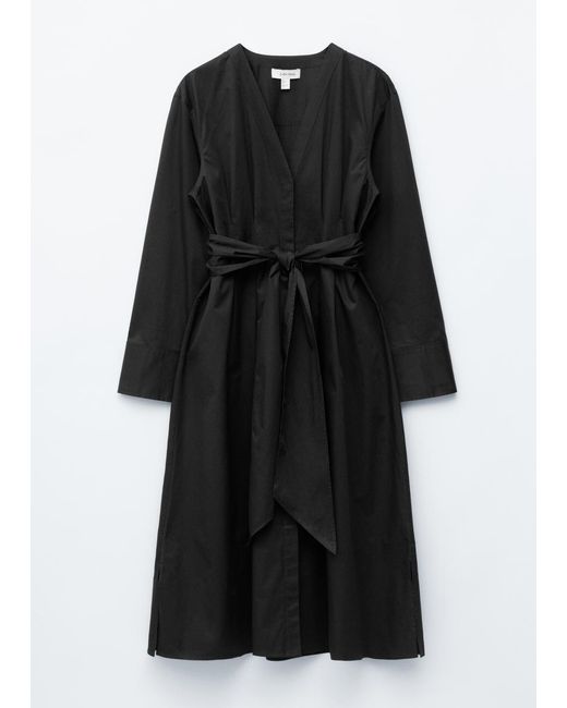 & Other Stories Black Cotton Shirt Midi Dress
