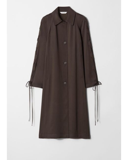 & Other Stories Brown Lace-Up Car Coat