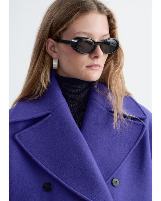 & Other Stories Blue Wide-Collar Peacoat