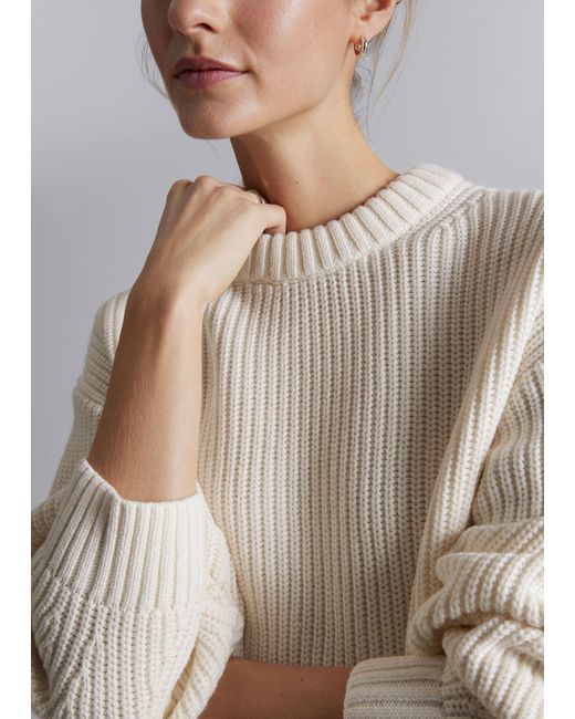 & Other Stories Gray Ribbed Knit Sweater