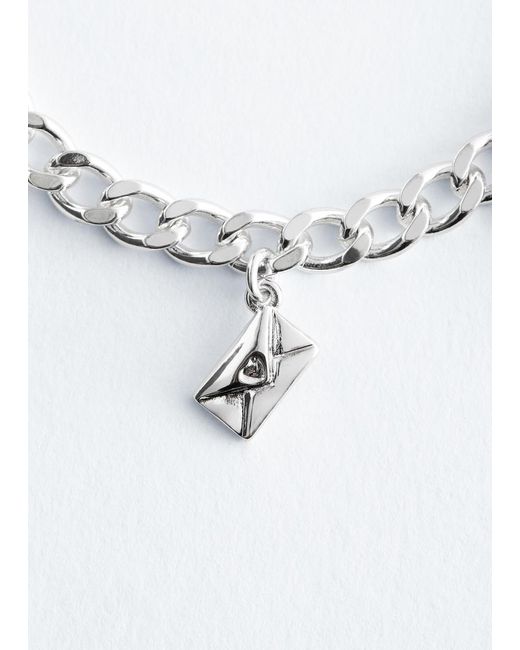 & Other Stories Blue Curb Chain Charm Bracelet