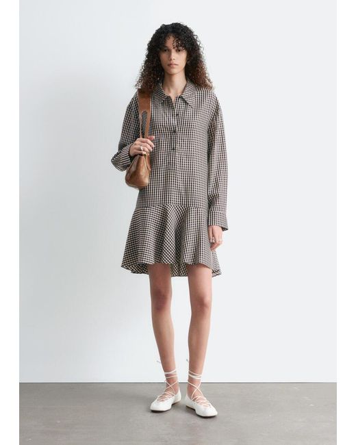 & Other Stories Gray Drop-Waist Shirt Dress