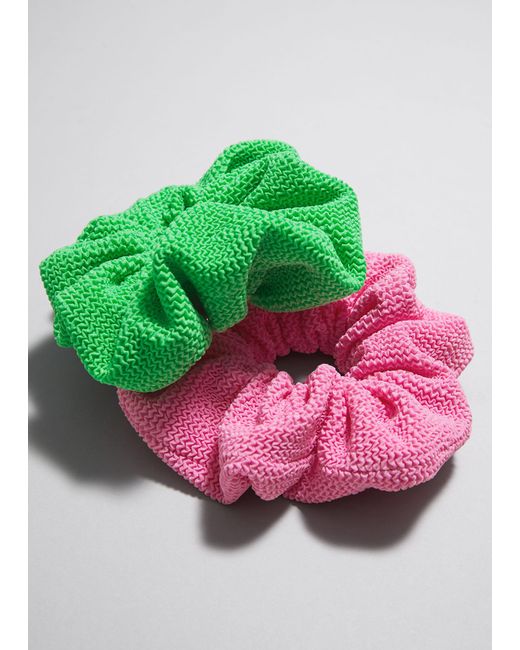 & Other Stories Green Crinkle Scrunchie