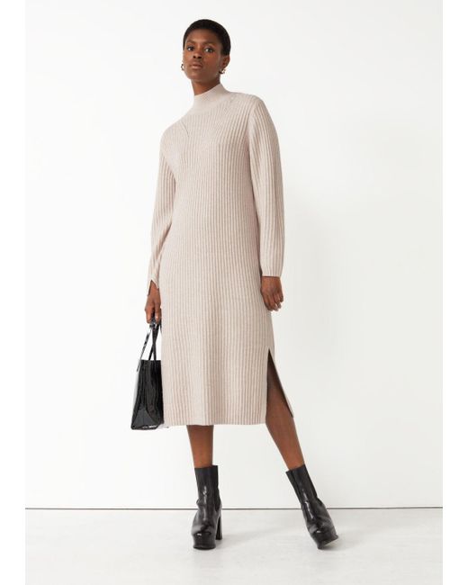 & Other Stories Mock Neck Knit Midi Dress in Beige (Natural) Lyst UK