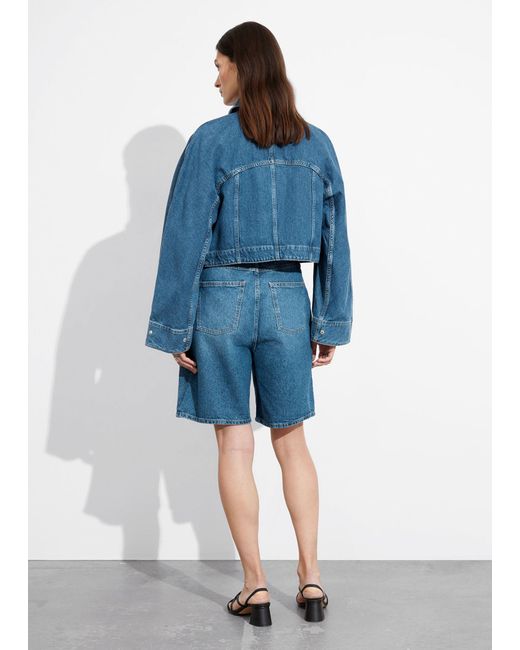 & Other Stories Blue Relaxed Denim Shorts