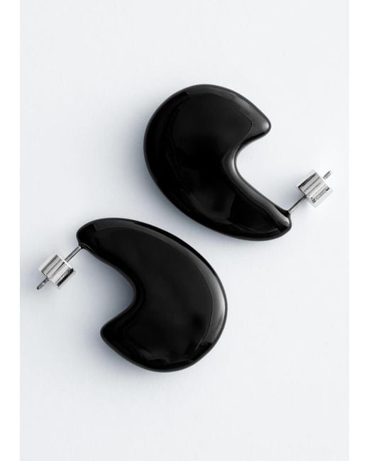 & Other Stories Black Chunky Droplet Earrings
