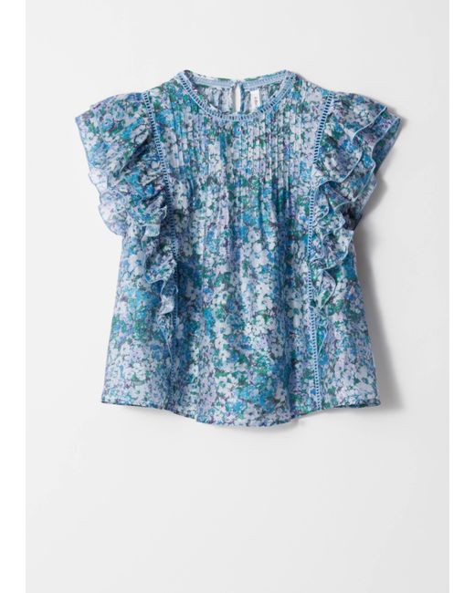 & Other Stories Blue Ruffled Top