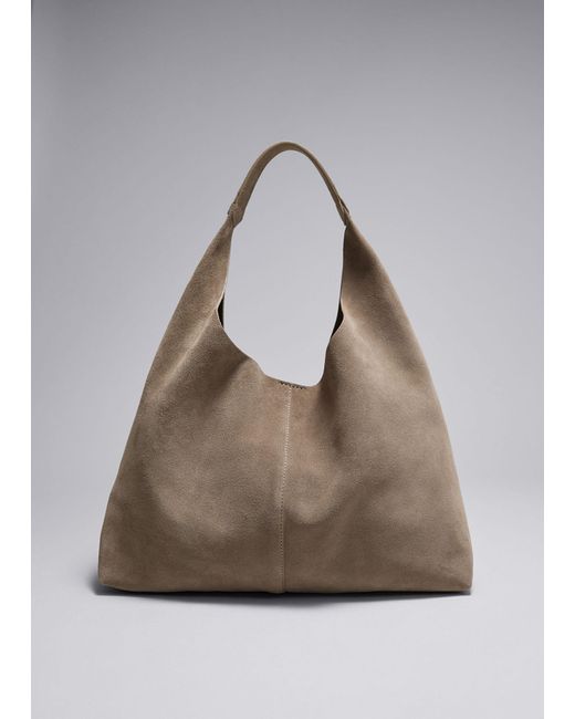 & Other Stories Gray Classic Suede Tote