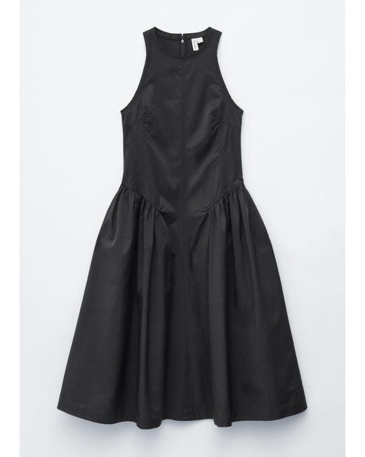 & Other Stories Black Flared Midi Dress