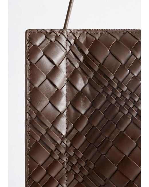 & Other Stories Brown Braided Leather Crossbody Bag