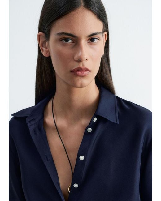 & Other Stories Blue Relaxed Silk Shirt