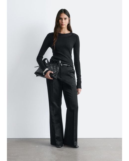& Other Stories Black Flared Press-Crease Trousers