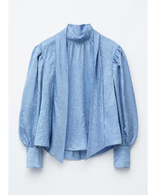 & Other Stories Blue Bow-Collar Blouse