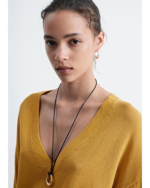 & Other Stories Yellow V-Neck Cotton Jumper