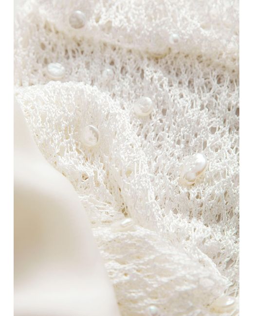 & Other Stories Natural Beaded Crochet Midi Dress