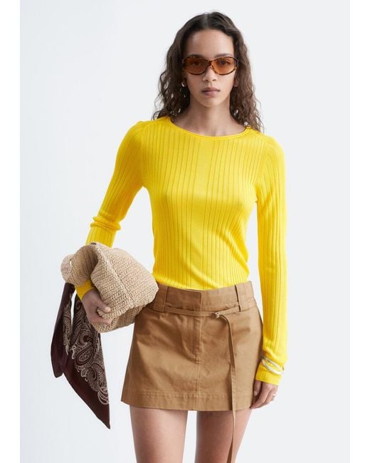 & Other Stories Yellow Ribbed Top