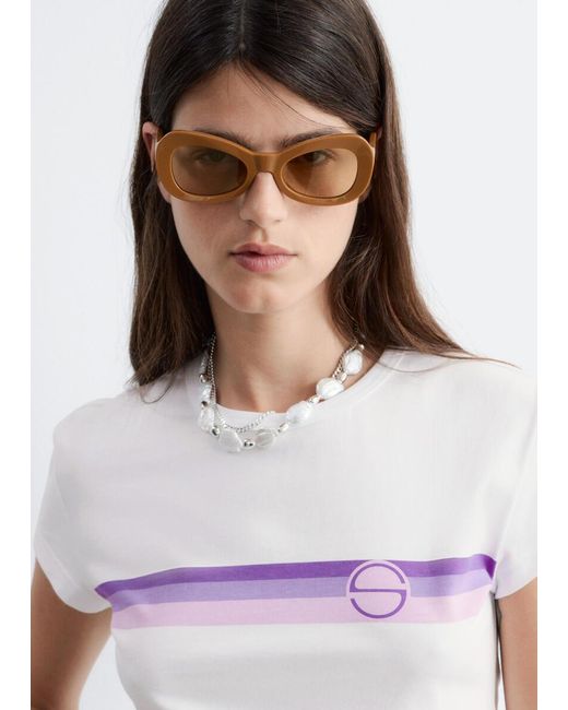 & Other Stories White Printed Cotton Jersey T-Shirt