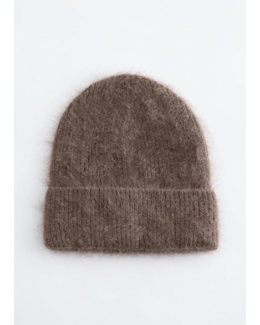 & Other Stories Brown Brushed Cashmere Beanie