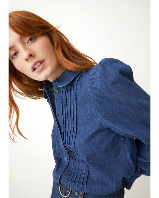 Other Stories Puff Sleeve Denim Blouse 