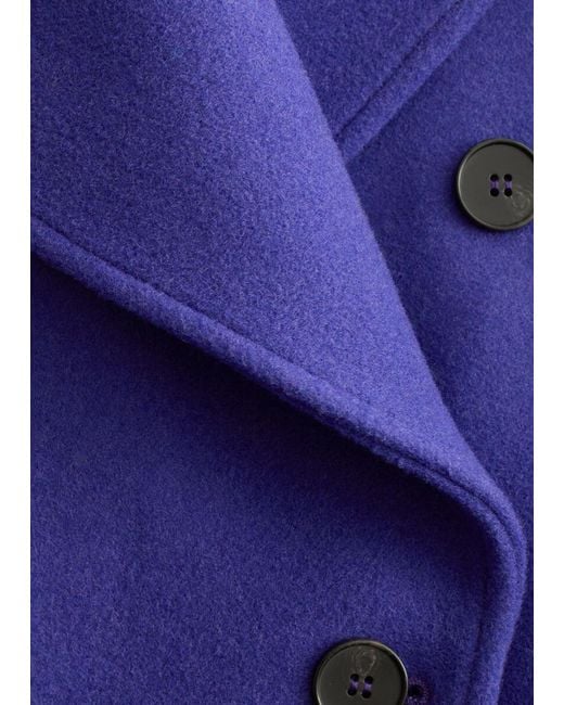 & Other Stories Blue Wide-Collar Peacoat