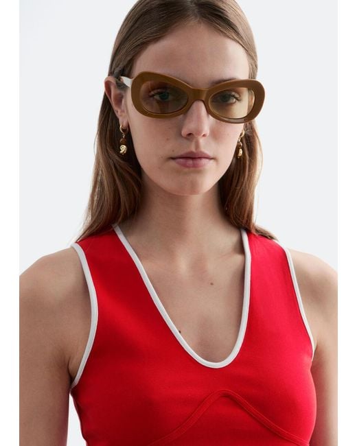 & Other Stories Red U-Neck Midi Dress
