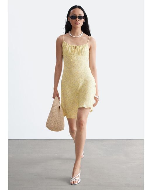 & Other Stories Yellow Drawstring Mini Dress