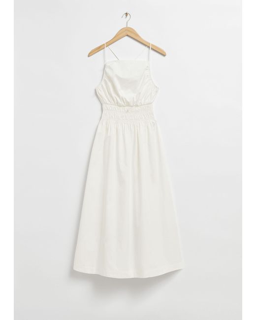 & Other Stories White Flared Babydoll Midi Dress