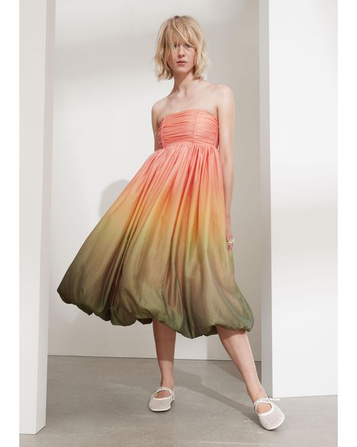 & Other Stories Green Bustier Bubble Midi Dress