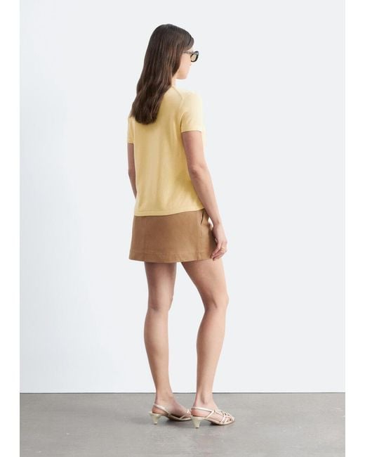 & Other Stories Natural Knitted Button-Front T-Shirt