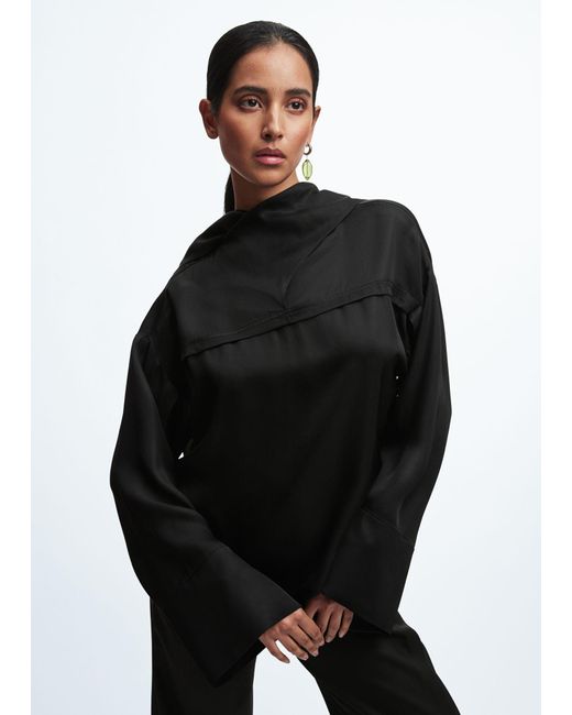 & Other Stories Black Cowl Neck Shirt