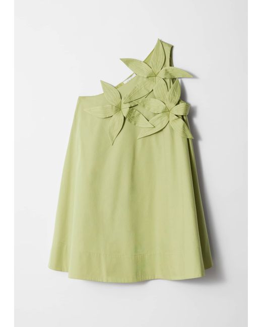 & Other Stories Green One-Shoulder Mini Dress
