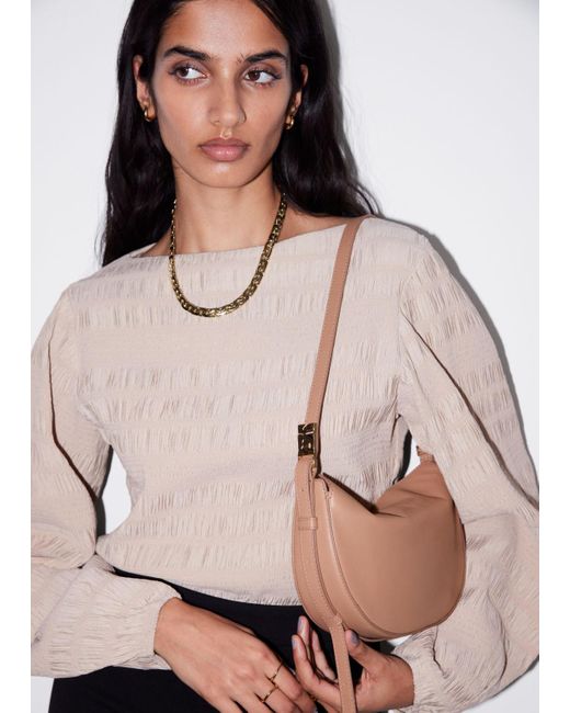 & Other Stories Natural Small Leather Shoulder Bag