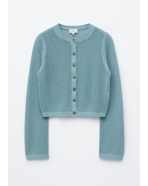 & Other Stories Blue Open-Knit Cotton Cardigan